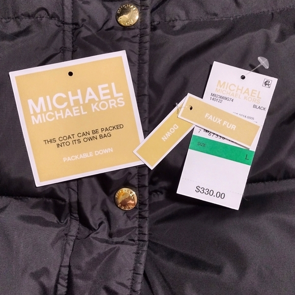 ✨HPx2✨Michael Kors Ladies Black Puffer Winter Coat Water-resistant (Size L) - Picture 17 of 17
